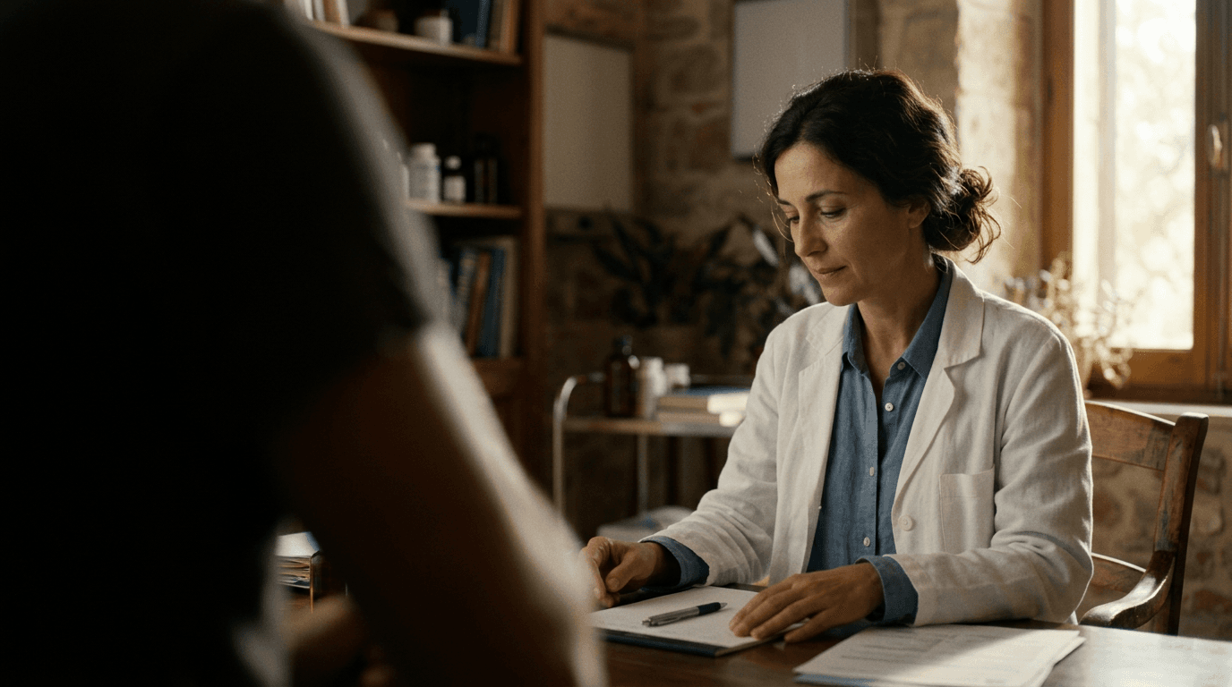 Clínico durante uma consulta